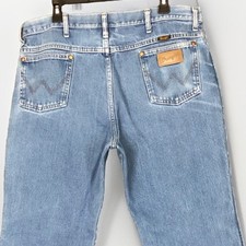 Wrangler Jeans Men 38x31 Blue 936 Straight Leg Slim Fit Light Wash Distressed