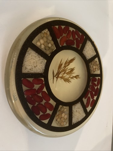 lucite Trivet Beans Rice Peas Cottage core Rustic 7X1 - Picture 2 of 3