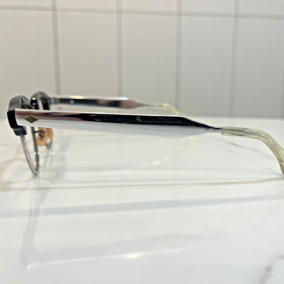 Vintage Men's 1/10 12k White Gold Filled eyeglass frame black plastic top - Image 4 of 4