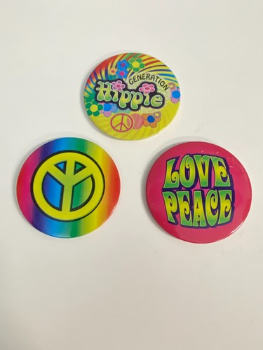 3 Love Peace Hippie 2,5" Knöpfe tolle Farbe - Bild 1 von 2