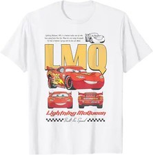 Disney Pixar Cars Lightning McQueen Specs Description T-Shirt Size S -5XL