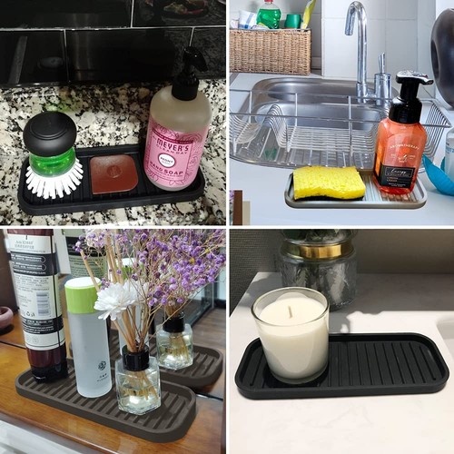 Silicone Sponge Holder Kitchen Sink Organizer Tray Dish Caddy Soap Dispenser,... - Picture 5 of 5
