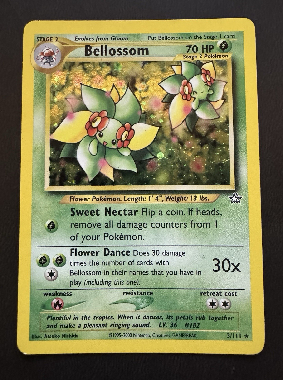 Pokémon TCG Bellossom Neo Genesis Holo Rare 3/111 Unlimited NM - Partial Swirl