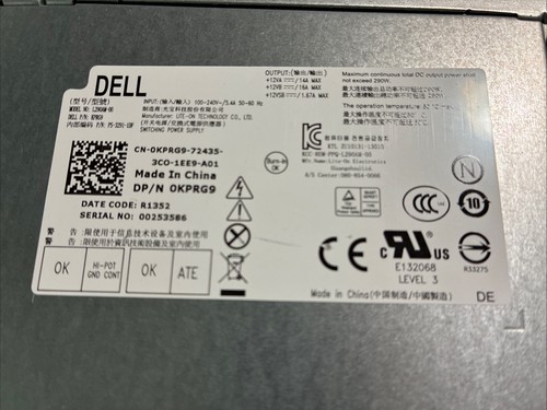 Dell Power Supply L290AM-00 for Dell Optiplex 9020 7020 3020 290W - Picture 2 of 2