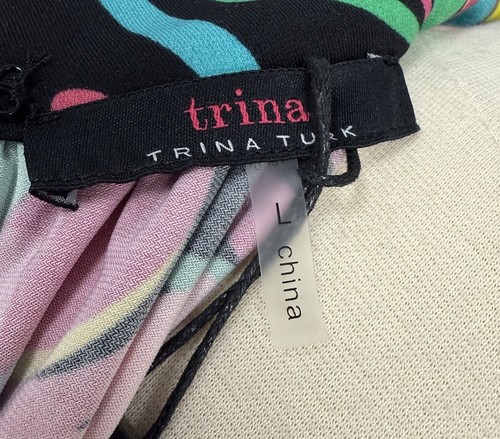 NWT TRINA TURK Halter Dress L Hana Hou Vibrant Black Tropical Floral Resortwear - Picture 12 of 13