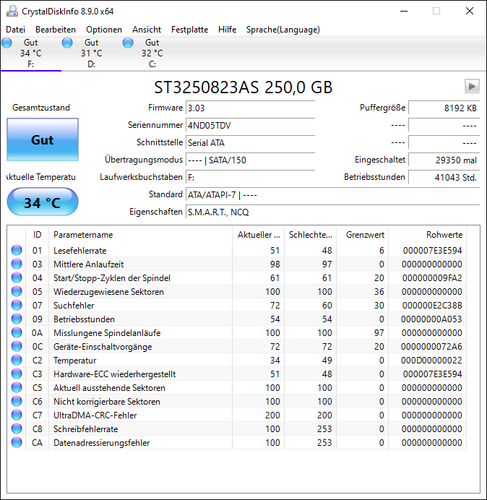 Seagate Barracuda 7200.8 250GB 7200 RPM 8MB Cache, SATA, 3.5" - Photo 3/3