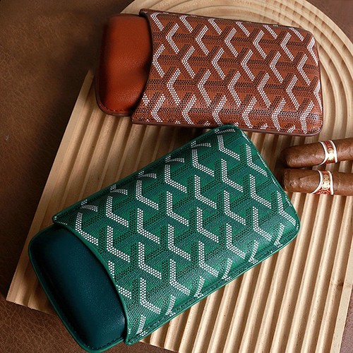 Estuche de cuero para cigarros humidor 3 cigarros madera de cedro verde 1 pieza - Imagen 3 de 3