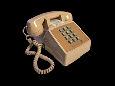 Western Electric Bell System 2500 Desk Telephone Push Button Beige AT&T Tested