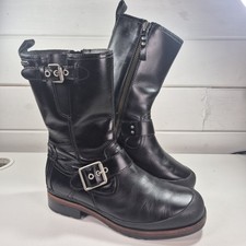 UGG Men's Randell Black Leather Waterproof Motorcycle Boots Size 8Uk