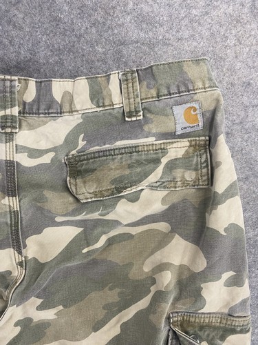 Pantalones cargo Carhartt para hombre 36x30 verde camuflaje camuflaje pantalones calce relajado - Imagen 7 de 9