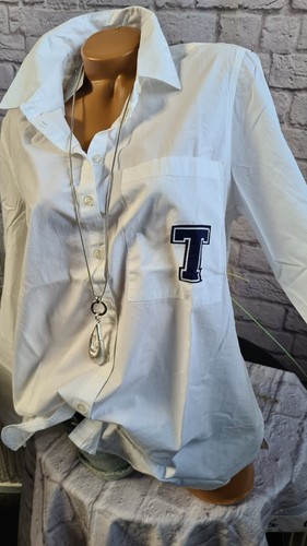 Tamaris Tunika Bluse Damen Langarm Gr. 44 46 Weiß mit Applikation (2 066) NEU - Bild 4 von 8