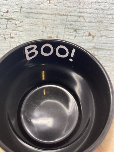 Disney Snoopy Halloween ¡Boo! Taza grande de cerámica negra naranja cacahuetes Happiness Is - Imagen 6 de 7