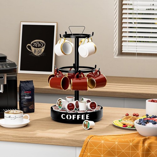Coffee Mug Holder - Rotatable Mug Tree Stand Coffee Mug Rack Holder, 3 Tiers - Picture 6 of 6