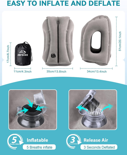 Inflatable Travel Pillow for Airplanes, Airplane Neck Pillow Comfortably Support - Picture 6 of 15
