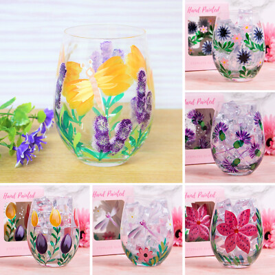 Hand Painted Gin Glasses Stemless Balloon Gin Tonic Copa Cocktail Glass 500ml