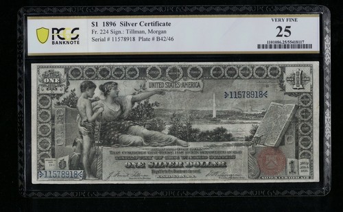 SC 1896 $1 Educational Silver Certificate Fr.224 PCGS 25 (918)