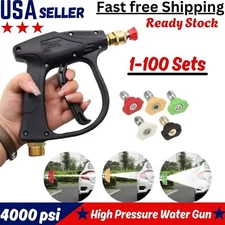 1/4" High Pressure Washer Gun 4000 PSI Car Wash Foam Spray Short Wand w/5 Nozzle