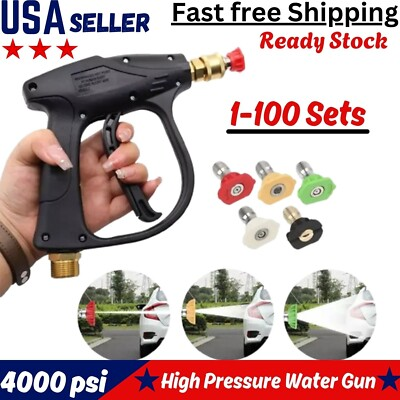 #ad 1 4quot; High Pressure Washer Gun 4000 PSI Car Wash Foam Spray Short Wand w 5 Nozzle $14.49