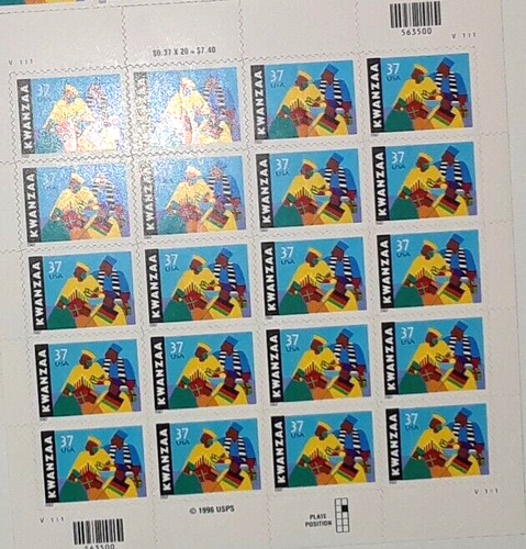 Three Panes x 20 = 60 of KWANZAA 37¢ African-American Holiday US Stamps USA 3673 - Picture 2 of 11