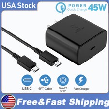 45W USB C Super Fast Wall Charger  6FT Cable For Samsung Galaxy S23 S22 S21
