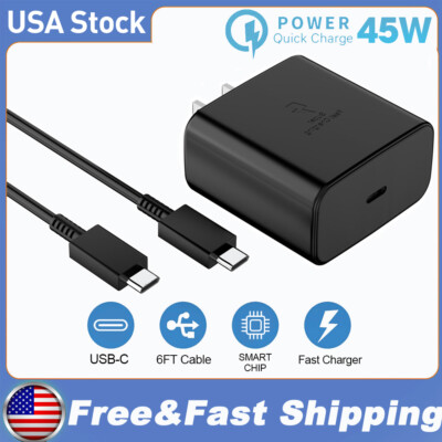 45W USB C Super Fast Wall Charger & 6FT Cable Fit Samsung Galaxy S24 S23 S22