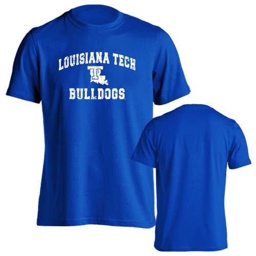 Louisiana Tech University Bulldogs Distressed Retro Logo Short Sleeve T-Shirt - Picture 7 of 18