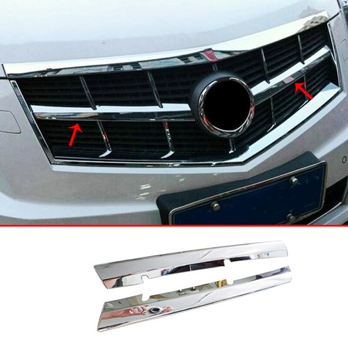 Chrome Front Center Mesh Grille Grill Strip Trim 2pcs For Cadillac SRX 2010-2012 - Picture 1 of 7