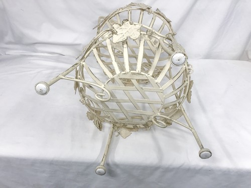 Vintage Wrought Iron 2-Tier Fruit Basket Grapevine & Basket Weave Design - 26.5" - Picture 8 of 9