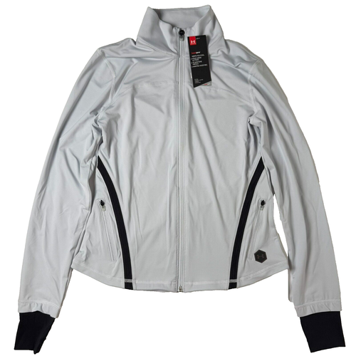 Under Armour HeatGear Rush Damenoberteil mit durchgehendem Reißverschluss Oberteil Shirt zum Laufen grau Small neu mit Etikett - Bild 1 von 6