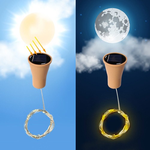 20 LED Solar Wine Bottle Cork Shaped String Fairy Lights Night Lamp Party Decor - Picture 18 of 30
