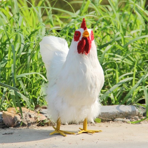 white simulation rooster model plastic&furs cute chicken doll about 24cm - Picture 2 of 3
