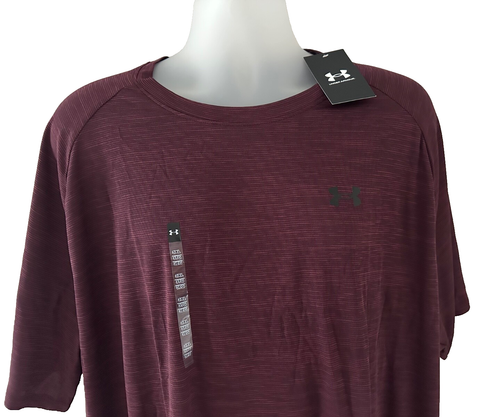 Camiseta Under Armour Tech Textura Borgoña S/S Cuello Redondo 1382796-601 Talla 4XL,XXXXL - Imagen 2 de 4