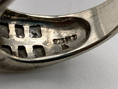 Sterling Silver Band Ring with Two Rows of Sparkling White Tourmaline Size 7.75 - Picture 3 of 7