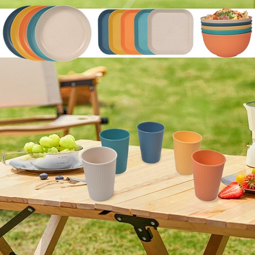 58TLG Unzerbrechliches Geschirr Set Wiederverwendbar Camping 5 Personen Picknick - Bild 14 von 14