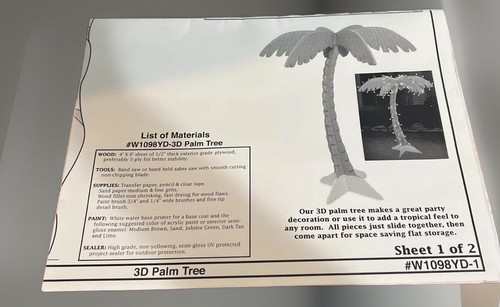 Winfield Collection Muster Holzbearbeitung 3D Palme ungeschnitten 2 Seiten volle Größe - Bild 2 von 4