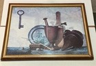 Susan Boyer 1975 Framed Still Life Print: Key, Pipe, Glasses 19 X 15 Really Nice