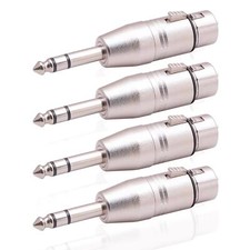 4 Pack XLR Female to 1/4" TRS Adapter Balanced Female XLR to Quarter Inch 6.3...