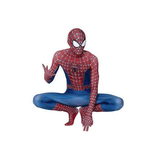 Mens Raimi Spiderman Costume Fancy Dress Up Superhero Cosplay Jumpsuit Bodysuit - Picture 9 of 14