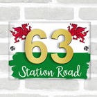Welsh Flag Red Dragon 3D Modern Acrylic Door Number House Sign