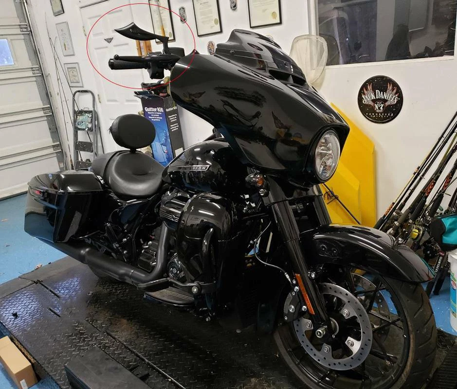 Espejos retrovisores negros para motocicleta Harley Street Glide Road Glide Road King Softail JQ Foto 3 de 4