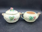 THE HALDON GROUP "BERRY" CREAMER And Sugar Bowl Set BLACKBERRY BASKETWEAVE 1988