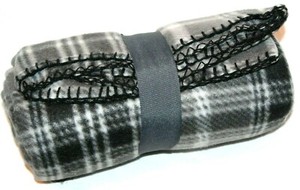 Cannon Light/Dark Gray Plaid Fleece Throw 50x60" With Tags