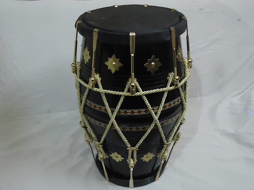 Wooden Musical Dholak Bolt Brown Black Instrument Drum With Carry Bag - Picture 2 of 7