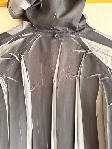 Vintage PLEATS PLEASE Issey Miyake New NWT stripe trench coat hood anorak jacket - Picture 13 of 16