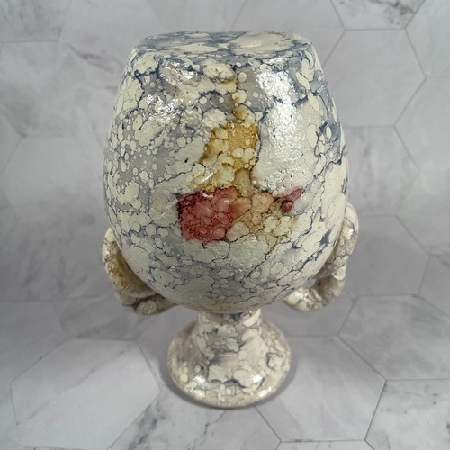 Vintage Ceramic Vase with Handles Bottle Pottery Marble 7.25 inches tall White - Picture 7 of 9