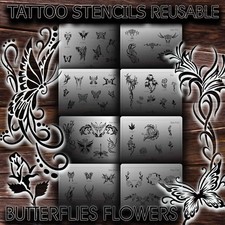 Airbrush Tattoo Stencils REUSABLE BUTTERFLIES FLOWERS New u