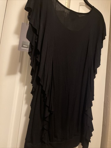 SIZE XS MOSSIMO Black Ruffle Sleeveless Blouse NWT - 第 5/5 張圖片