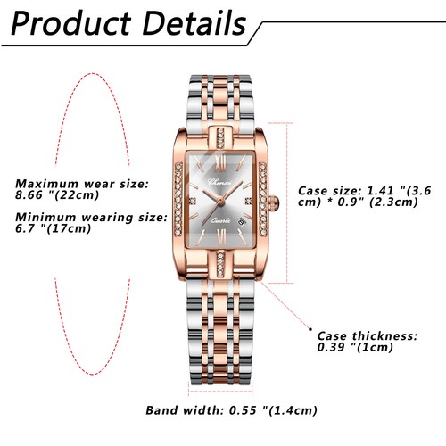 Women's Luxury Square Rhinestone Dial Stainless Steel Band Quartz Wrist Watch - Afbeelding 5 van 23