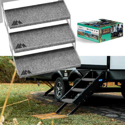 RV Step Covers 3 Pack | 23" Wide Camper Step Covers | Gray Stair Cover | Straigh