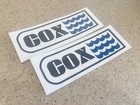 Cox Vintage Boat Trailer Decals Black and Blue 9" Pair + FREE Shipping!